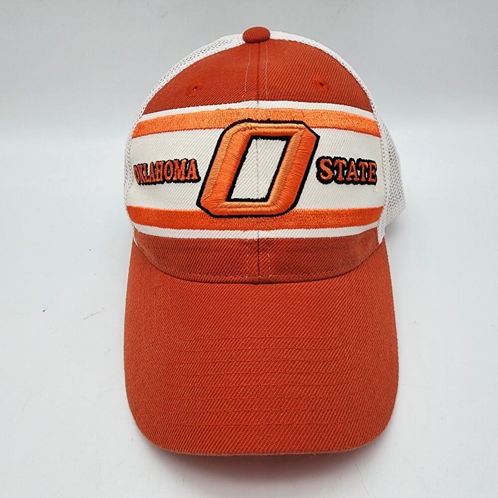 Oklahoma State University Hat Cap Snapback Orange White Embroidered Mesh Trucker